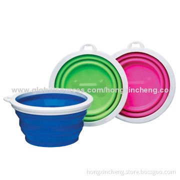 Collapsible Silicone Pet Drinking Bowls, Different Colors Available